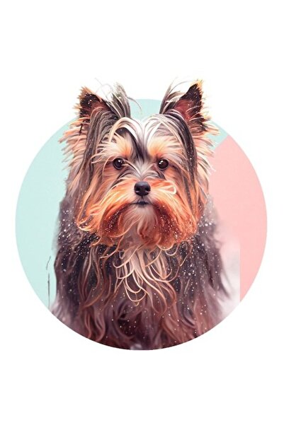 OEM Autocolant portret câine Yorkshire Terrier, vinil PVC, 23 cm, bordură albă
