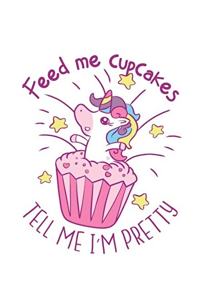 OEM Autocolant cu unicorn care iese dintr-o brioșă, text „Hrănește-mă cu brio...