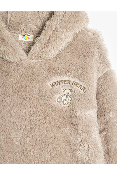 Koton Halat de dormit cu glugă din pluș cu mâneci lungi și detaliu de buzunar