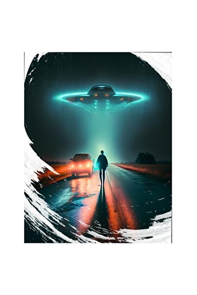 OEM Αυτοκόλλητο με άντρα στο δρόμο, διαστημόπλοιο, μπλε ουρανό, εξωγήινη εισβ...