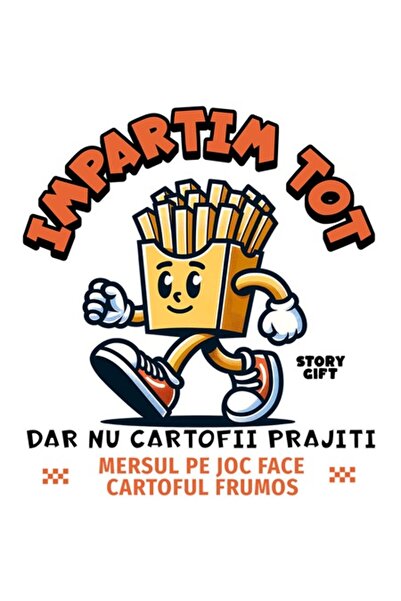 OEM Autocolant - Cartofi prăjiți cu pantofi sport roșii, „Împărtășim totul, d...
