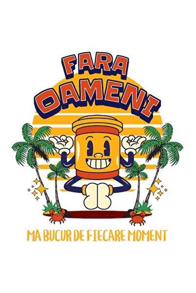 OEM Autocolant Happy Cup — Poziție de yoga pe plajă tropicală cu crabi, „Mă b...