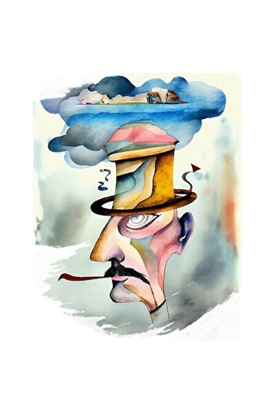 OEM Αυτοκόλλητο με ανθρώπινο πρόσωπο, μουστάκι, ψηλό κίτρινο καπέλο, πολύχρωμ...