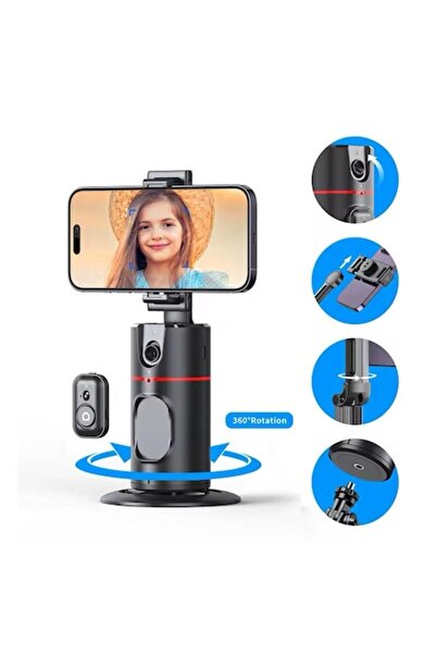AMYMAT Gimbal portabil C12 cu telecomandă Bluetooth – Rotație 360°, baterie r...