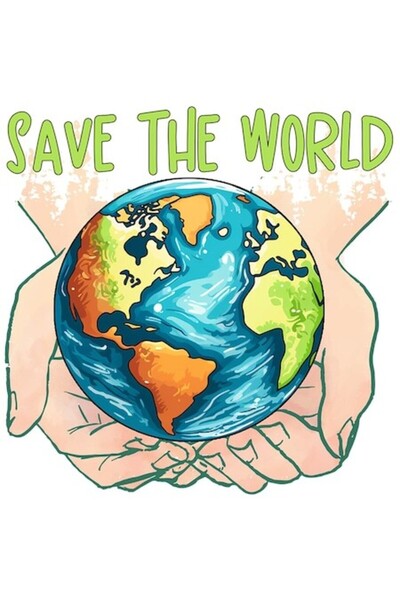 OEM Autocolant Planeta Pământ cu mesajul „Salvați lumea”, vinil PVC, 15 cm