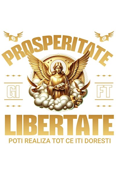 OEM Autocolant statuie greacă cu aripi aurii - „Prosperitate Libertate Poți O...
