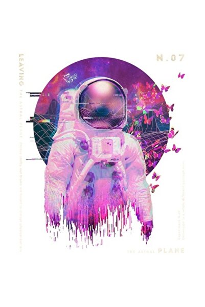 OEM Autocolant abstract astronaut, cu margini albe, vinil PVC, 23 cm