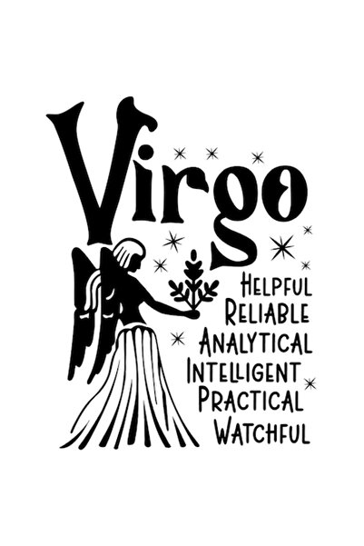 OEM Autocolant zodiacal Fecioară, ilustrație, vinil PVC, bordură albă, 10 cm