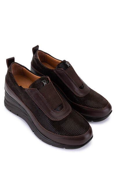 Tamer Tanca Women's Genuine Leather Brown Casual Shoes