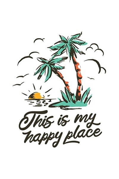 OEM Autocolant „Acesta este locul meu fericit” - Peisaj marin exotic cu apus ...