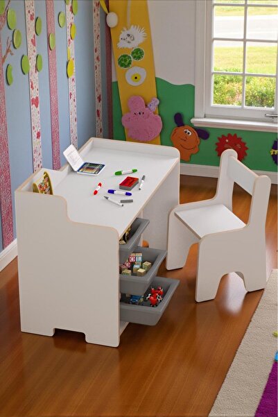 MİRACLE 3D Çocuk Oyun Aktivite Masası 90x44 Cm 3 Sepetli Çocuk Çalışma Masası...