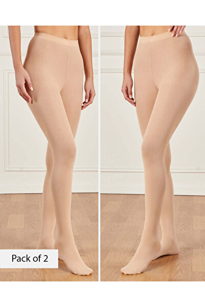 REDTAG جوارب نسائية أساسية باللون البيج (عبوة من قطعتين)