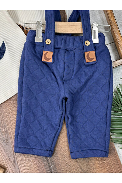 Bolly Baby Quilted Salopet Pine Embroidered Beret Turtleneck Badi Winter 3-Piece Baby Boy Set