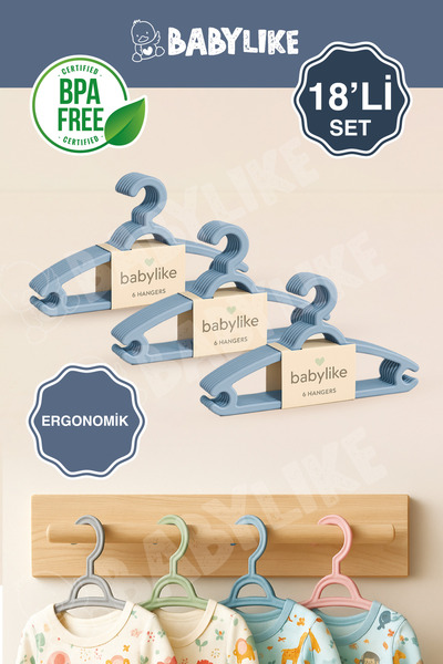 Babylike Çocuk&Bebek Elbise Askısı(18’li)