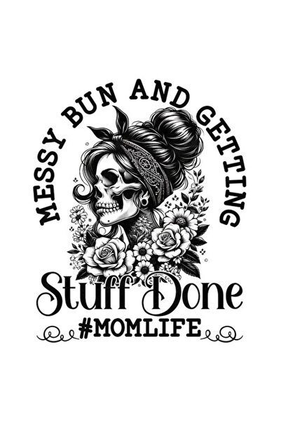 OEM Autocolant – Schelet feminin „Coc dezordonat și făcând treburi #viațadema...