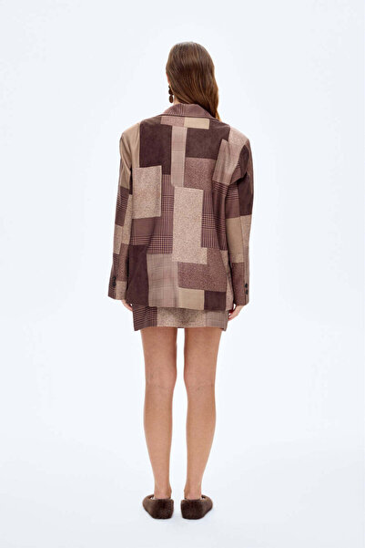 Quzu Patchwork Kruvaze Blazer Ceket