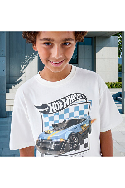mattel Hot Wheels Print Crew Neck T-shirt with Short Sleeves