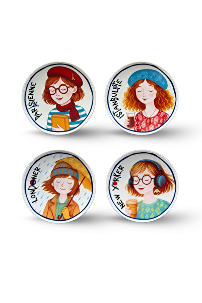 Somnia Cosmopolitan Koleksiyonu Porselen 4'lü Tabak Seti