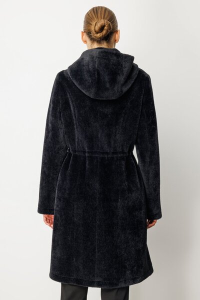 Ekol Drawstring Plush Women's Coat 6077