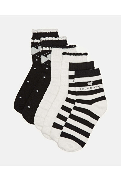 REDTAG Senior Girls Black And White Socks (3 Pairs)