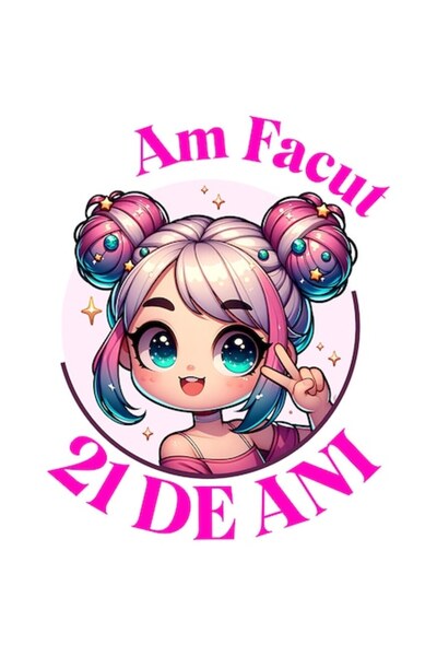 OEM Autocolant de față în stil anime cu păr roz - ziua de naștere „Am împlini...