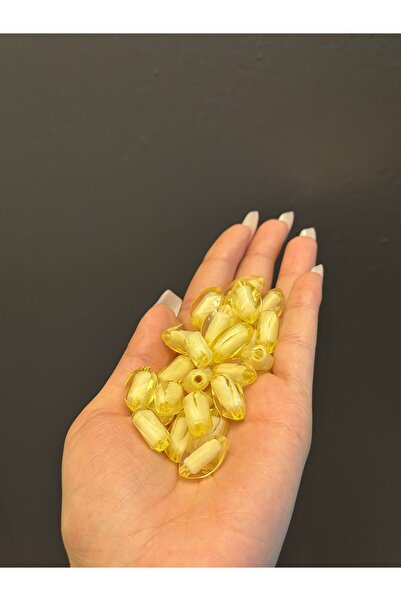 Gönülden Tasarım 25 броя 2 см прозрачни пластмасови мъниста в жълт цвят