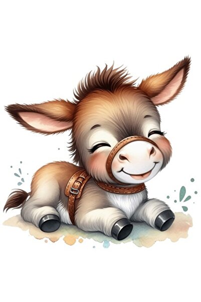 OEM Αυτοκόλλητο Happy Donkey, Εικονογράφηση, Ξαπλωμένο, Λευκό περίγραμμα, PVC...