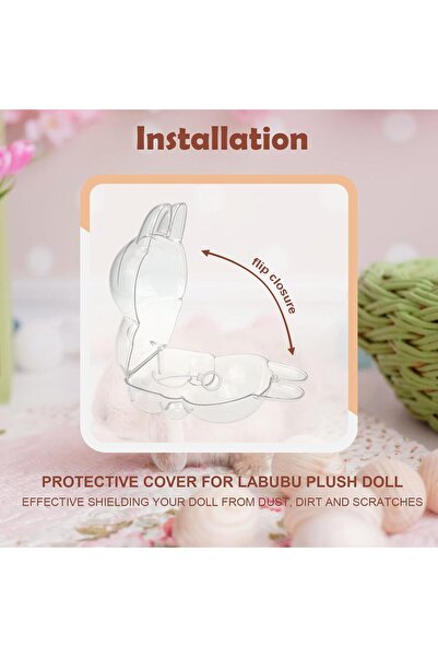 Generic 2pcs Labubu transparent protective case(NO DOLL) Clear Figure Display Case with Keychain,Plastic Pro