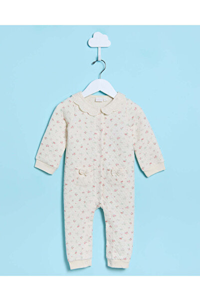 REDTAG Baby White Printed Quilted Sleep suit