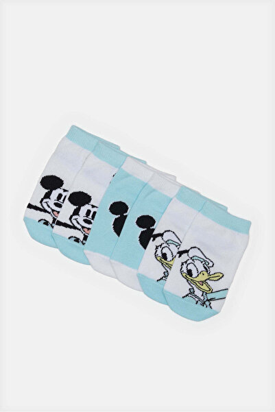REDTAG Infant Boys White And Blue Mickey And Donald Socks Set (3 Pairs)