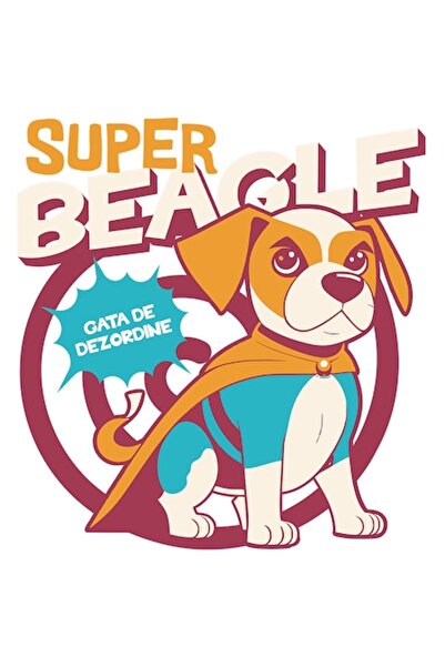 OEM Autocolant pentru câine cu pelerină colorată „Super Beagle, gata de năzbâ...