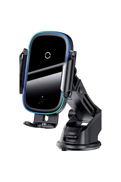Baseus Light Electric Car Mount with Wireless Charger - Black (Qi charging, suction cup)