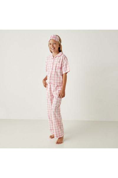 mattel طقم قميص وبيجامة مطرز من باربي