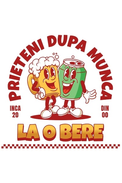 OEM Autocolant adeziv „Prieteni după muncă”, familie cu doze de bere și suc, ...