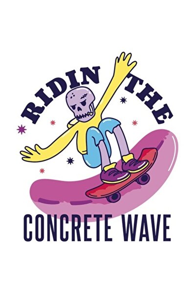 OEM Autocolant pentru skateboard cu craniu în hanorac galben - „Ridin The Con...