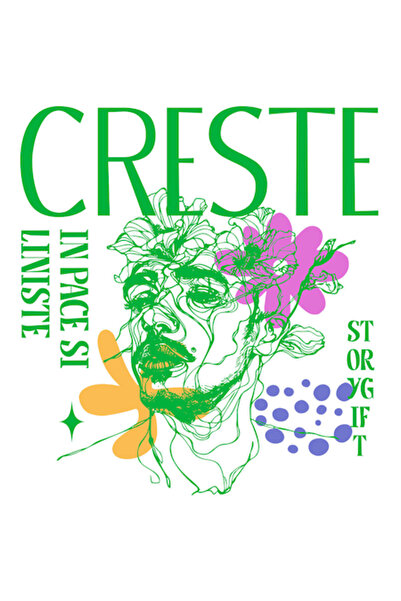 OEM Autocolant cu față umană, flori colorate și textul „Crește în pace și iub...