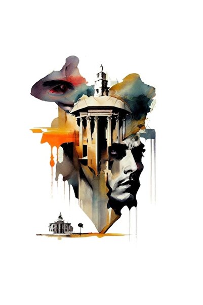 OEM Autocolant plutitor clădire, față masculină pe cer, clădiri turcești - ca...