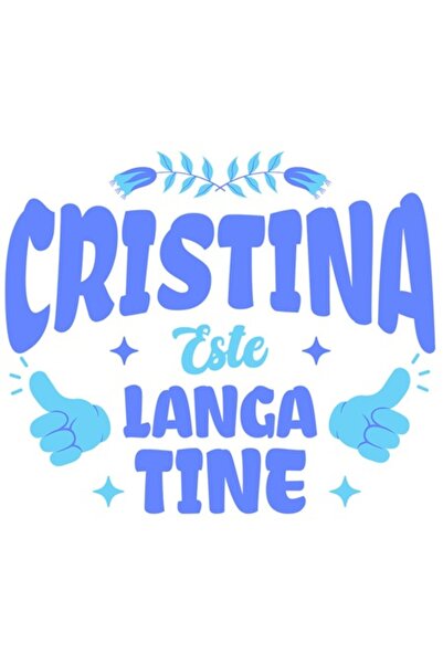 OEM Autocolant cu mâini semn OK, flori colorate, text „Cristina este lângă ti...
