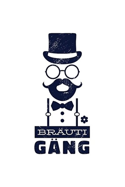 OEM Autocolant - Bărbat cu mustață și joben, mesaj german, albastru închis cu...