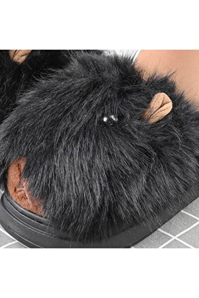 Tmall Women's Slippers, Fluffy with Capybara, Furry, TM1PD1053, Black