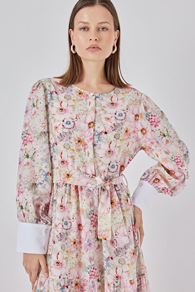 Hiccup Μάξι φόρεμα με μοτίβο με κουμπιά από βισκόζη BDART