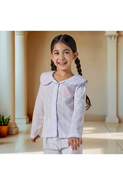 mattel Checked Collared Shirt and Pyjama Set