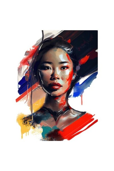 OEM Autocolant portret de fată brunetă pictată cu steagul SUA, multicolor, bo...