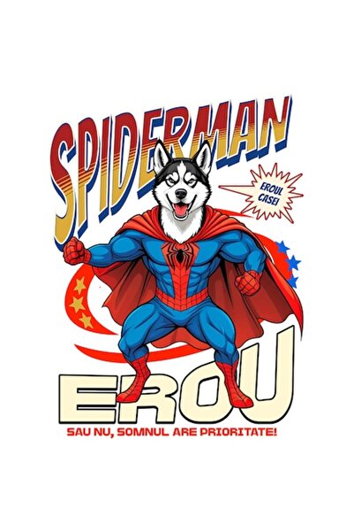 OEM Autocolant Husky Siberian în costum de Spider-Man cu pelerină, vinil PVC,...