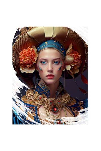 OEM Alania Portrait Sticker — Girl with Bizarre Hat, Blue Eyes, Multicolor, W...