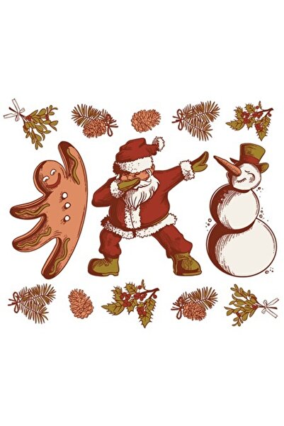 OEM Autocolant de Crăciun cu Moș Crăciun, Om de Zăpadă și Turtă Dulce, Bordur...