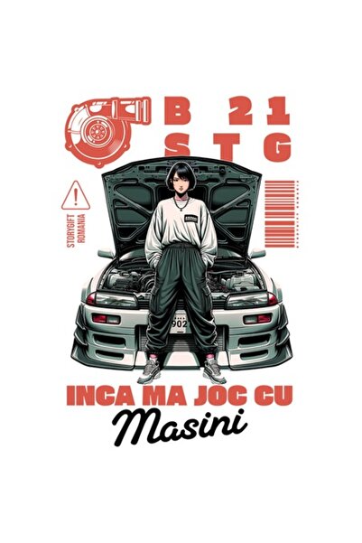 OEM Autocolant Anime Face Street Outfit "Inca Ma Joc Cu Masini" Vinil PVC 28 cm