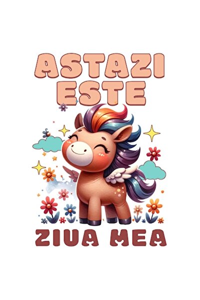 OEM Autocolant - Unicorn vesel și mândru cu flori, text în limba românească „...