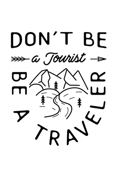 OEM Autocolant „Nu fi turist, fii călător” – Cale de munte, vinil PVC, 23 cm