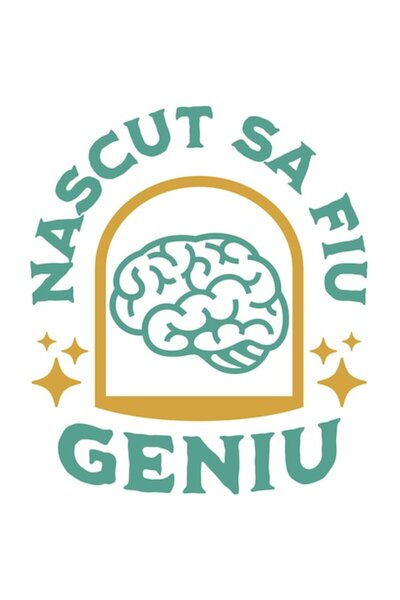 OEM Αυτοκόλλητο - Ανθρώπινος εγκέφαλος «Γεννημένος για να είναι ιδιοφυΐα», λε...